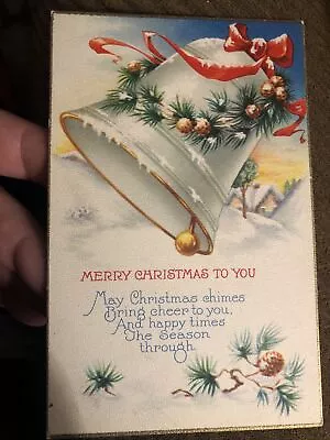 C1920s Merry Christmas To You Silver Bells. Antique Postcard Vintage Unposted • $9.99