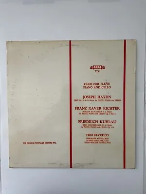 The Musical Heritage Society MHS 770 Trios For Flute Piano And Cello Haydn LP A • $5