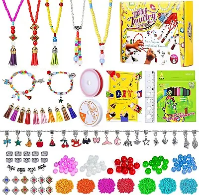 Bracelet Making Kit Beads Jewellery Charms Pendant Set DIY Craft Girls Kids Gift • £8.49