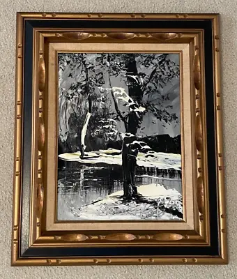 Vintage Morris Katz Trees Water Landscape Original Oil Painting 1975 • $99.98