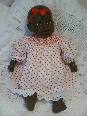 VINTAGE BLACK DOLL With HAND SMOCKED DRESS & TOY...to DRESS & PLAY!!! • $35