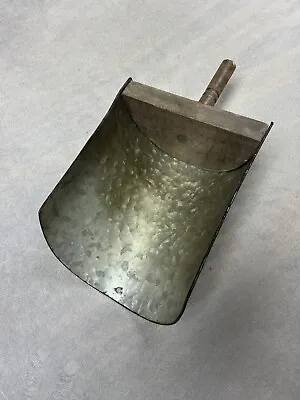 Vintage Grain Feed Scoop Galvanized Metal With Wooden Handle 15  Long • $38