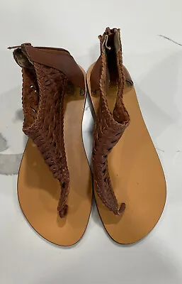 Ecote Urban Outfitters Flat Gladiator Sandals Brown Weave Braid Shoes 9 • $12