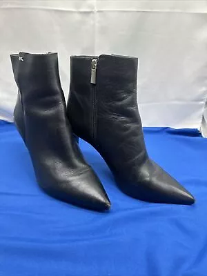 Michael Kors Heels Boots Black Zipper Size 10 Silver Accents • $21.99