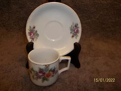 Vintage Made In Occupied Japan Demitasse Red Roses Floral Tea Cup And Saucer • $1.29