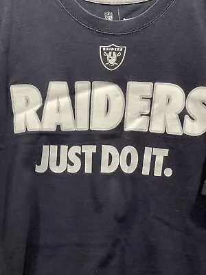 Raiders T Shirt Nike XL NFL Team Apparel  Just Do It   Black - Oakland Raiders • $12.95