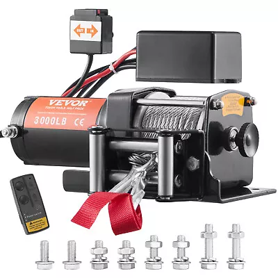 VEVOR Electric Winch 12V 3000lb Steel Cable Towing Truck 4WD ATV Wireless Remote • $80.89