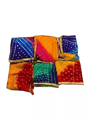 Lot Of Pcs Multi Color Tie Dye Dupatta Scarves Bandhani Bandhej Dupatta Scarves • $21.85