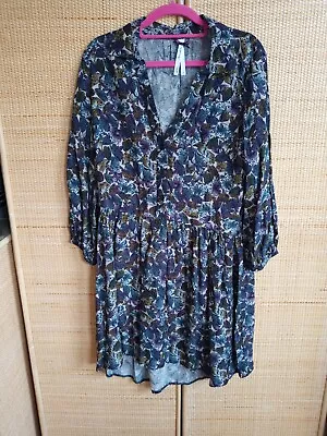 Ladies New Size 14  Purple Butterfly Print Dress By Next With Love • £5