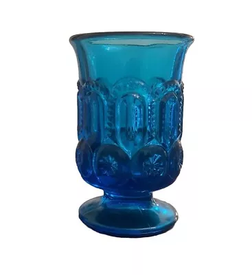 L. E. Smith Moon And Stars Small Blue Glass Goblet • $10