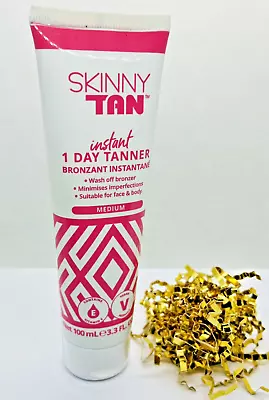 Skinny Tan Instant 1 Day Tanner Wash Off Bronzer Fake Tan Medium 100ml 💚 Sealed • £7.95