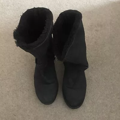 Mantaray Wedge Black Boots Size 6 *Scuffed See Photos* • £6.99