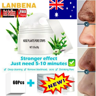$11.67 • Buy LANBENA 60PCS Pore Strips Blackhead Remover Nose Acne Clean Peel OFF Mud Mask IW