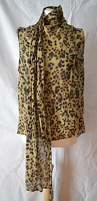 H&m Trend Leopard Print Silk Scarf Top Blouse Size Eur 38 Us 6 • $59.99