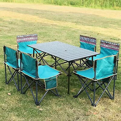 Outdoor Beach Table Aluminum Camping Table Folding Picnic Table For 4-6 People • £8.49