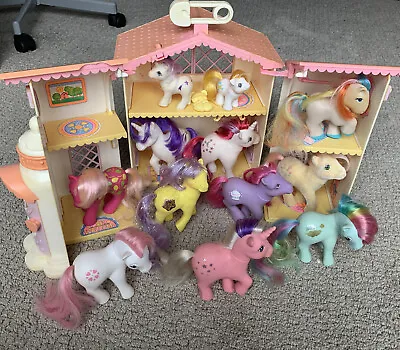 Vintage Hasbro My Little Pony Lullaby Nursery House W/ 10 Ponies & 2 Babies MLP • $64.99