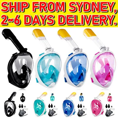 Adult Kids Full Face Snorkel Mask Snorkeling Set Diving Goggles For GoPro Swim • $17.99