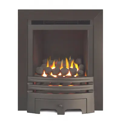 GAS FIRE BLACK INSET FULL DEPTH 4kw HIGH EFFICIENCY 86% INSET GLASS FRONTED • £574.50