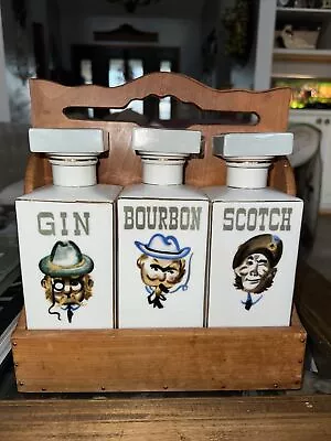 MCM 3 Bottle Liquor Decanters Gin Bourbon Scotch • $139