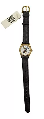 1993 Vintage Retro Disney Minnie Mouse Character Change Wrist Watch Leather NICE • $40