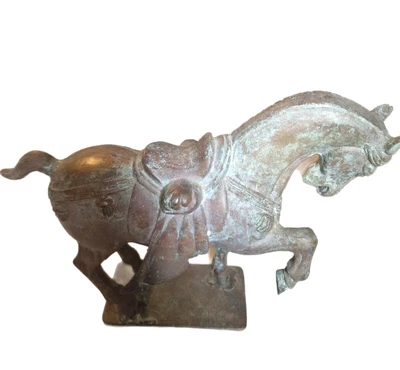 £99 • Buy Antique Chinese Cast Bronze Tang Horse On Stand ~ Yuan Style Marks On Wood Stand