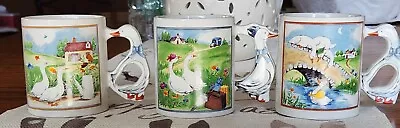 Vintage Traveling Geese Farm Country Coffee Tea Mug Goose Handle 3 Japan • $17.99