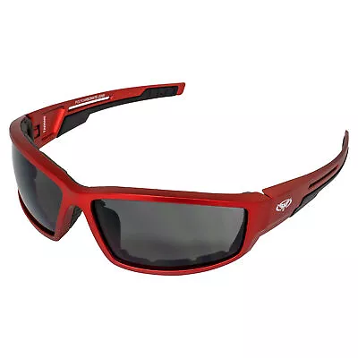 Sly Motorcycle ATV Padded Riding Sunglasses Smoke Lenses Red Metallic Frames • $14.95