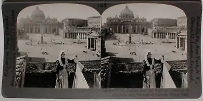 Keystone Stereoview St. Peter’s & Vatican Rome Italy From 1920’s 400 Set #162 • $0.99