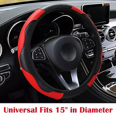 Universal 15''/38cm Leather Car Steering Wheel Cover Anti-slip Accessories Black • $8.98