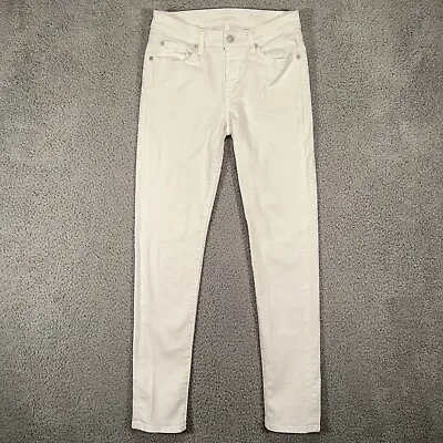 7 For All Mankind Jeans Womens 25 White The Slim Cigarette Skinny Stretch Denim • $16.20