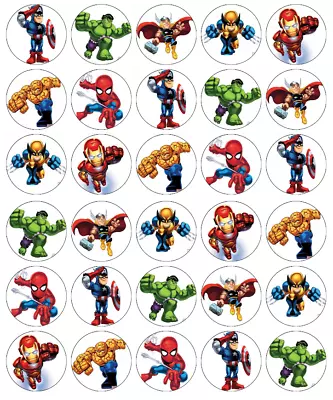 Marvel Superhero's X 30 Cupcake Toppers Edible Wafer Paper Fairy Cake Toppers • £2.70