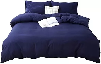 Luxury Bed Sheet Set-Duvet Set 1000TC 100%EgyptianCotton Navy Blue Solid UK-Size • £75.49