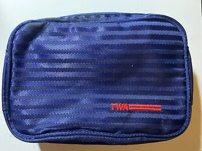 TWA Airlines Embroidered Zippered Personal Amenity Case Bag Pouch - Vintage • $1.99