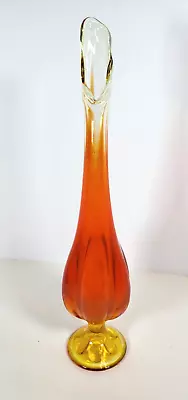 MCM Viking Stretch Swung Glass Pedestal Vase Amberina • $34.95