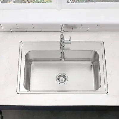 ZUHNE Drop-In Stainless Steel Single Bowl Kitchen Bar And Laundry Utility Sink • $85