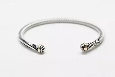 David Yurman 4mm Classic Cable Two Tone Silver & 18K Yellow Gold Bracelet (16g) • $0.99