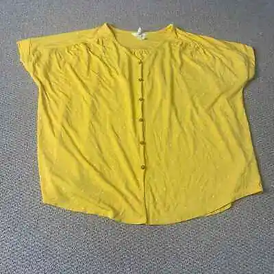 Matilda Jane Womens Shirt Large Yellow Polka Dots Making Memories Top Stretch • £20.81