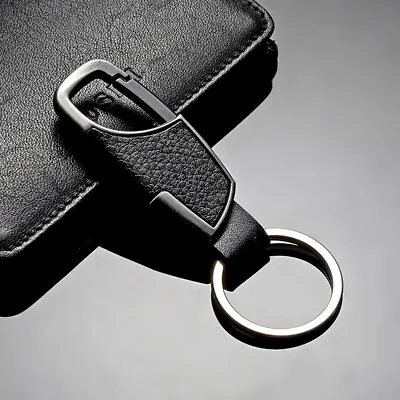 Black Metal Leather Car Keyring Keychain Key Chain Ring Keyfob Accessories • $6.02