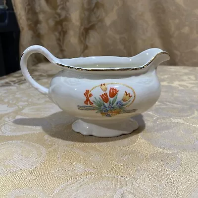 Vintage 1946 Homer Laughlin Virginia Rose Basket Of Tulips Creamer • $10