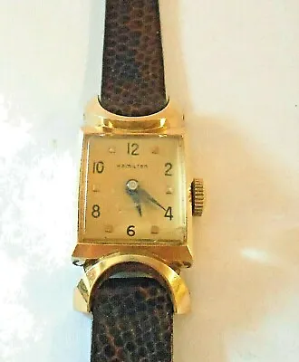 Vintage Hamilton 14K Yellow Gold  Woman's Wrist Watch 751 Movement 17 Jewel • $299