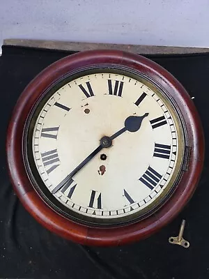 Victorian English Mahogany Cased Single Fusee School /Tavern Wall Clock • $147.98