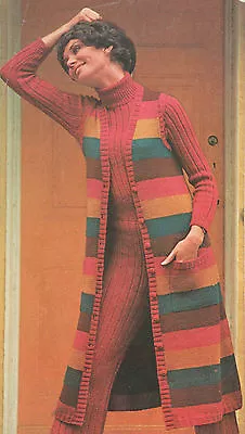 Knitting Pattern Lady's Long Striped Waistcoat. Hippie/Boho. 33 To 40 Inch Bust. • £1.80