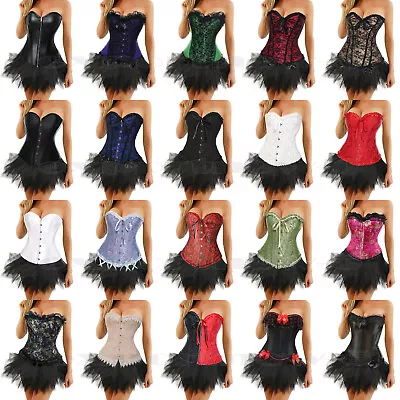 Burlesque Costume Corset Dress Tutu Skirt Fancy Dress Plus Size 6-24 Halloween • £23.79