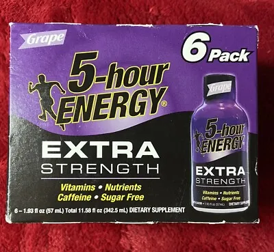 5-Hour Energy Drink Extra Strength Grape Pack Of 6-1.93 Fl Oz 04/24 • $20