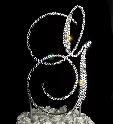 Handmade Clear Crystals 5  Wedding Cake Topper Monogram Letter  G  • $34.95