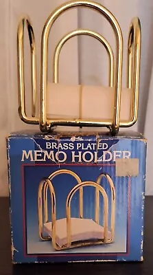 Brass Plated Memo Holder Cube For 4 Inch Notepad Ideal For Post-it. 1970's • $40