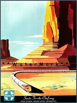Santa Fe Railroad 1950 The Chief Way Vintage Poster Print Retro Style Travel Art • $21.58