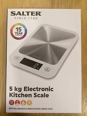 Salter Digital Electronic Kitchen Scale Stainless Steel For Food & Liquid 5kg • £17.45