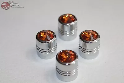 Amber Diamond Tire Air Valve Stem Cap Cover Set Hot Rat Street Rod Custom Truck • $26.14