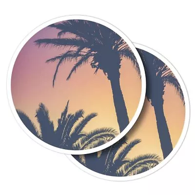 £2.99 • Buy 2x Vinyl Stickers Retro Hawaii Palm Tree Sunset Sky Beach #53369